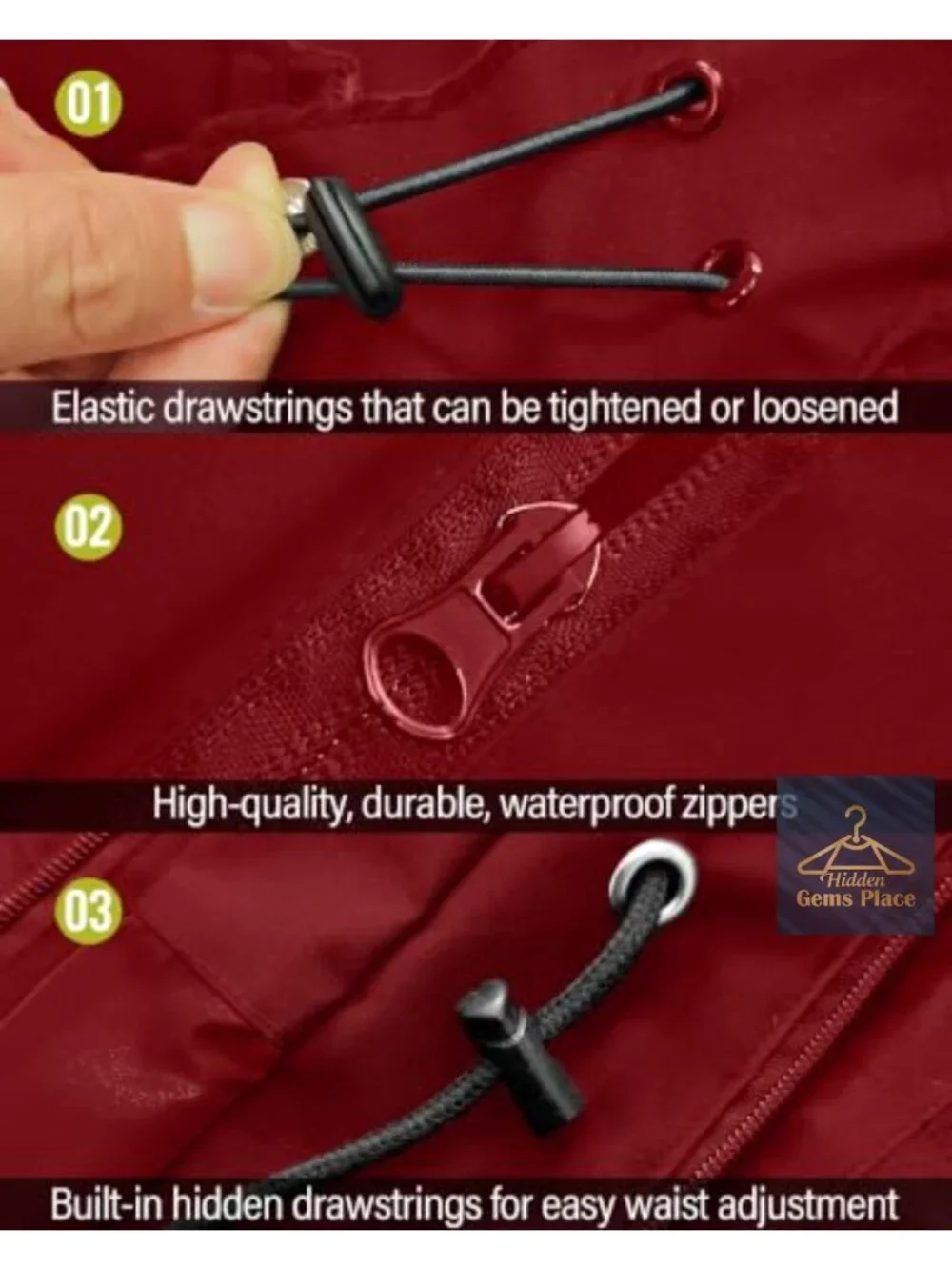 Women's Waterproof Hooded Long Raincoat Windbreaker Packable Lightweight